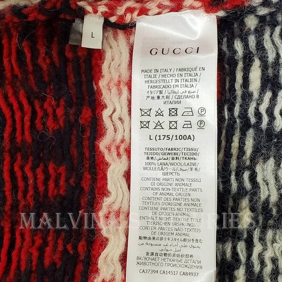 GUCCI MENS SWEATER ZIGZAG JACQUARD THICK WOOL KNITTED CARDIGAN sz M Medium - Picture 14 of 16